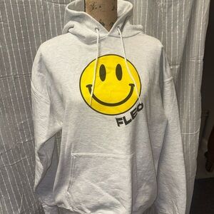 Fleo Gray Hoodie with Yellow Smiley